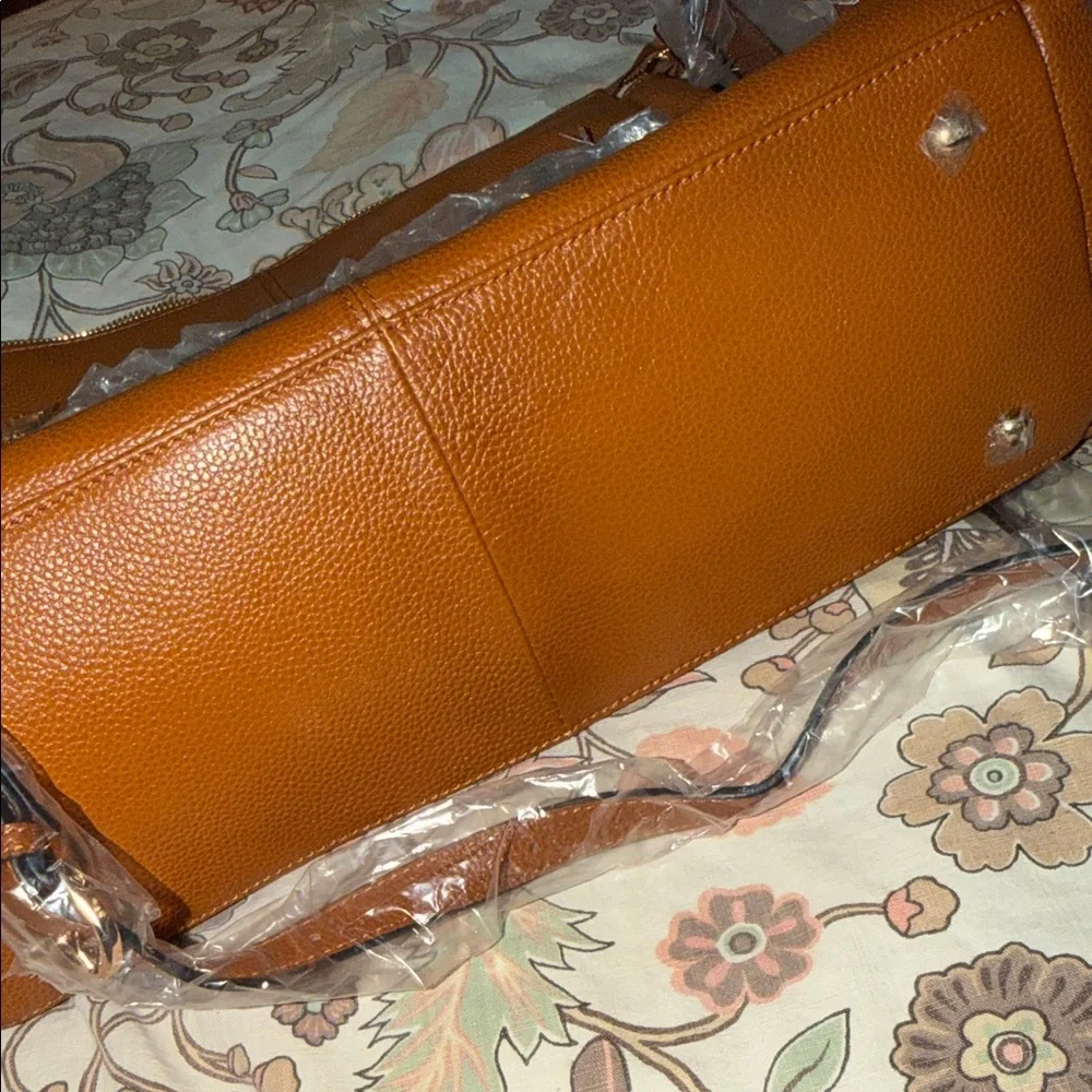 Elegant Kattee Brown Leather Tote Bag shoulder purse, large new with tags - Picture 10 of 13